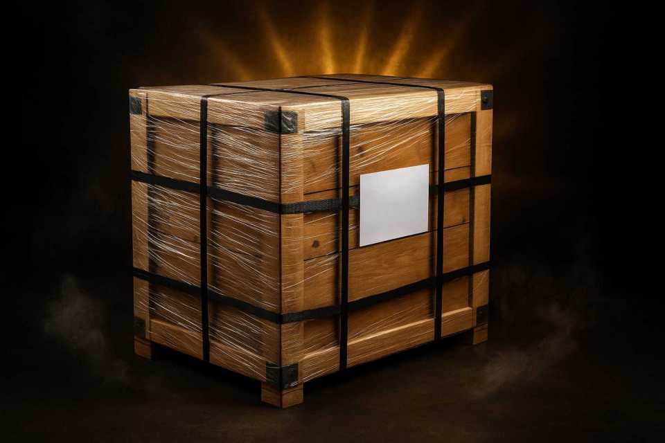 Heavy-duty charcoal barrel smoker, rugged steel, brutal industrial look, on black background with yellow backlight, product shot, 1:1